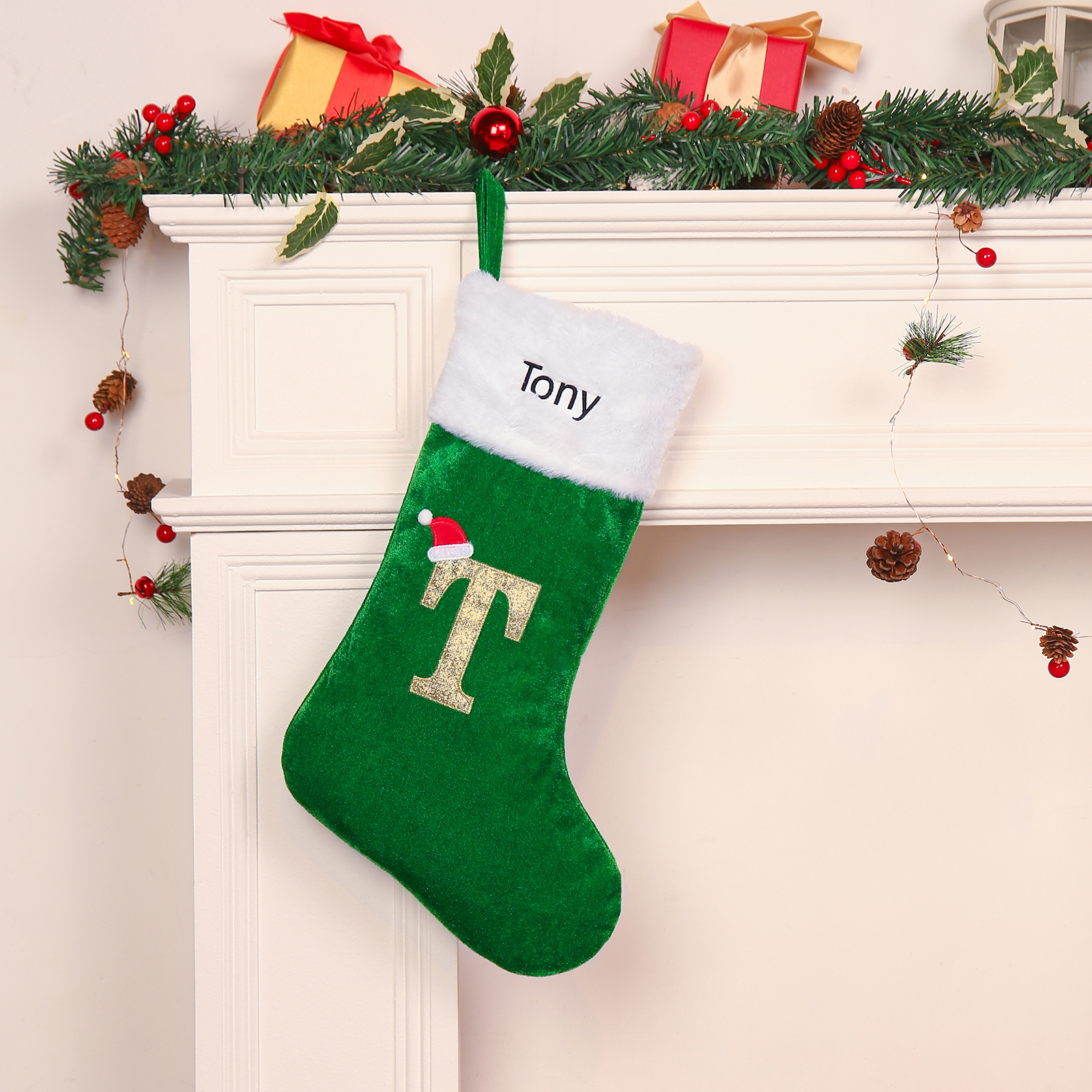 Christmas Letter Stockings Ornaments Custom 1 Name Fireplace Sock Decor Personalised Gifts for Family Friends-Jessemade AU