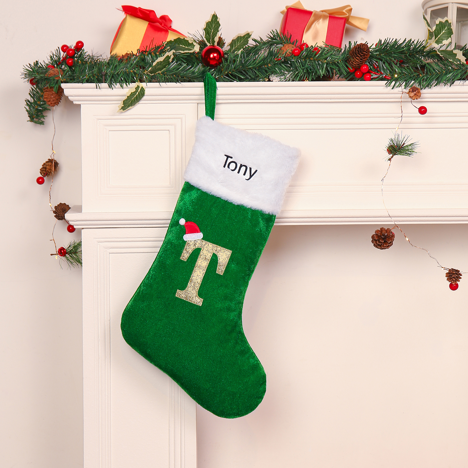 Christmas Letter Stockings Ornaments Custom 1 Name Fireplace Sock Decor Personalised Gifts for Family Friends-Jessemade AU