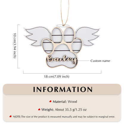 Personalised Dog Paw Christmas Ornament Angel Wings Hanging Ornament-Jessemade AU