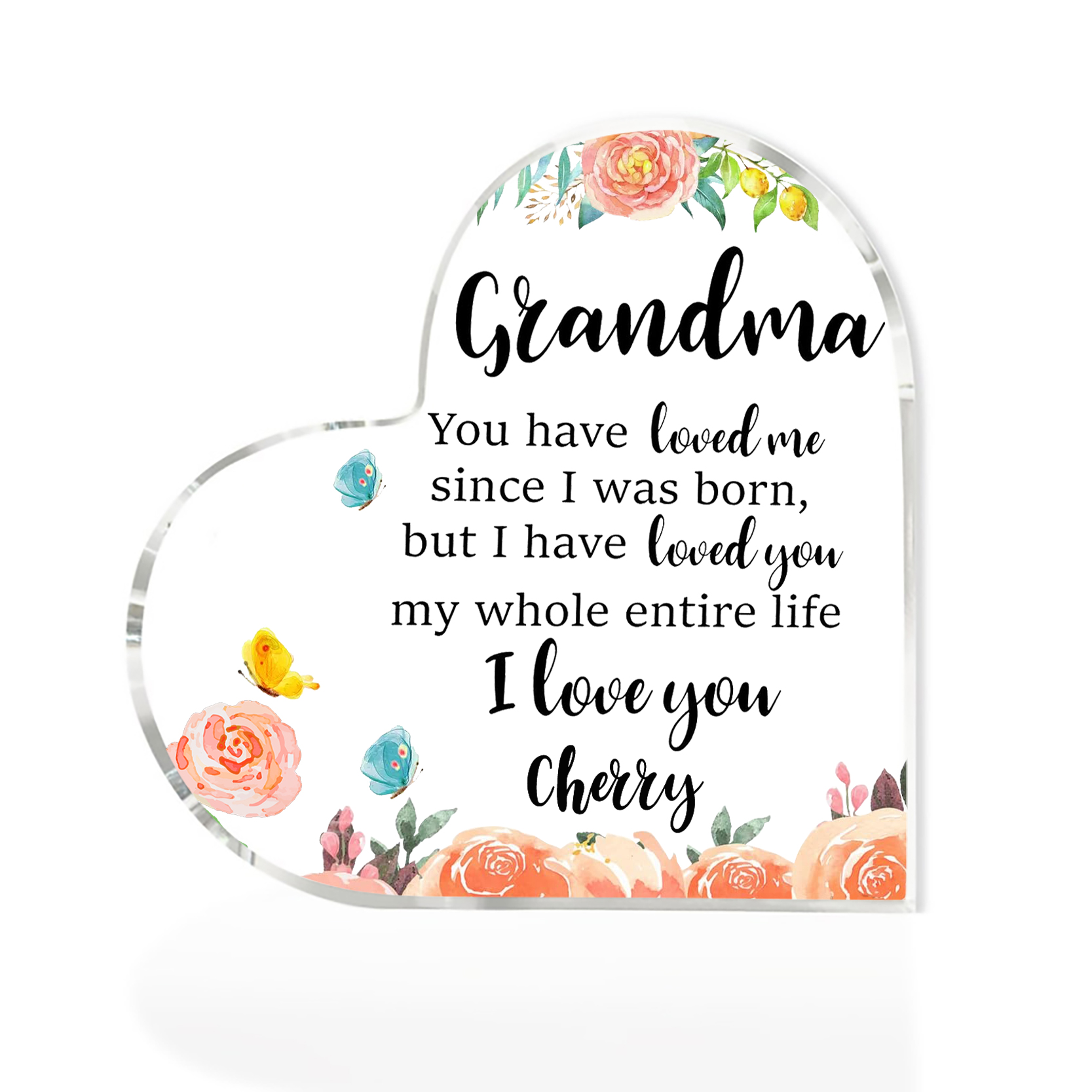 Personalised Acrylic Heart Keepsake with Name Heart Ornament Special Gift for Grandma-Jessemade AU