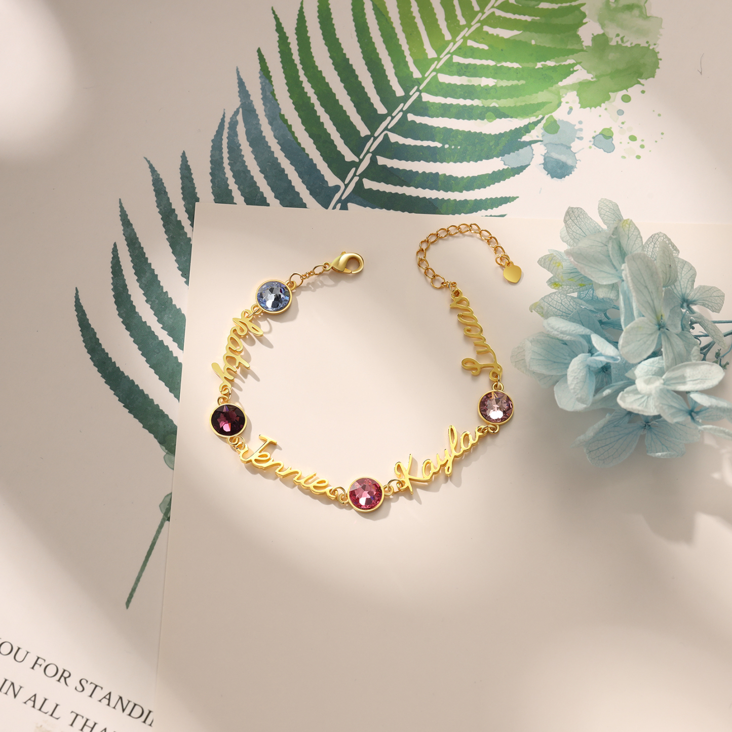Personalised Bracelet With Birthstone Custom 4 Names Bracelet Gift For Women-Jessemade AU