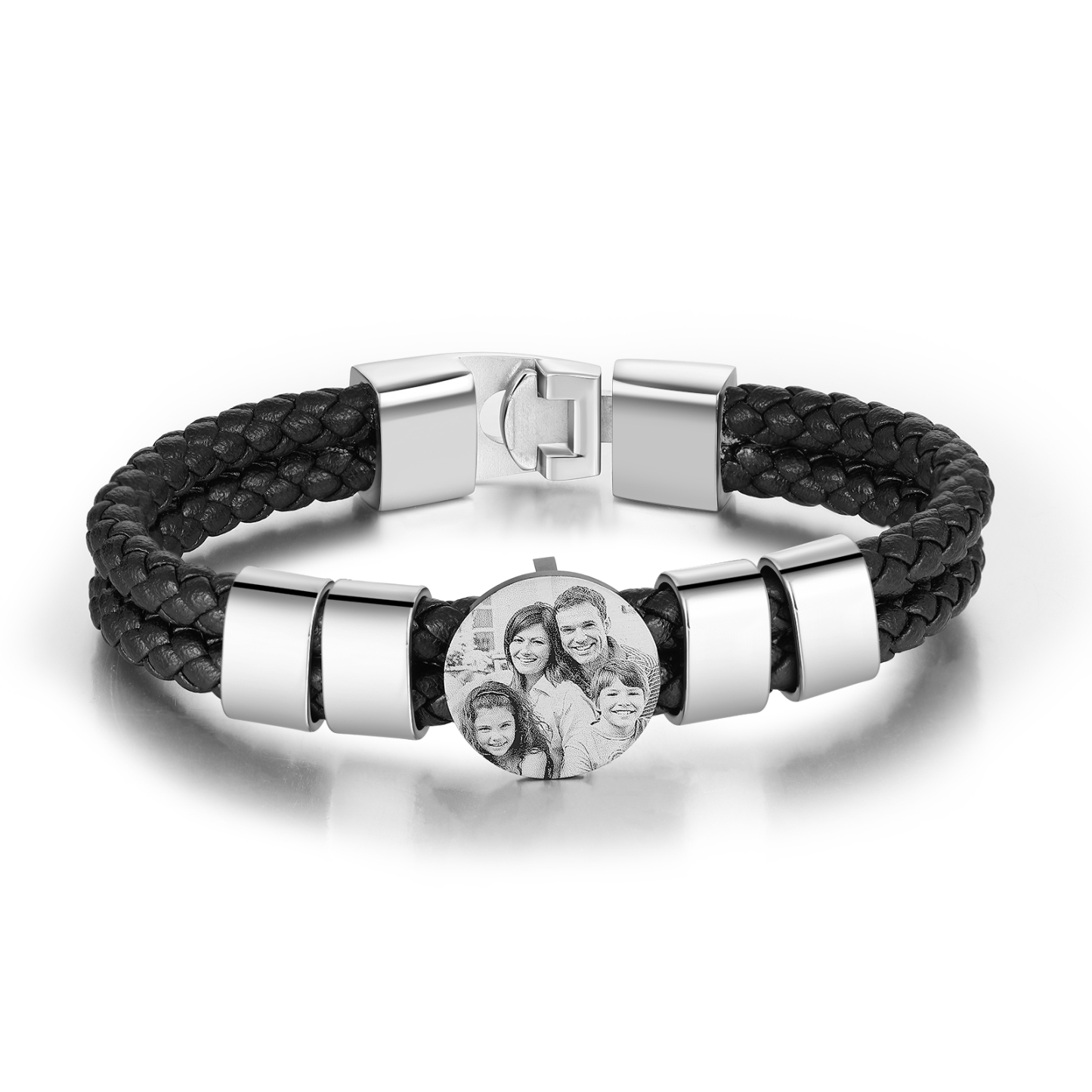 Personalised Photo Bracelet with 4 Names Leather Bracelet Beaded Wrap Bracelet-Jessemade AU