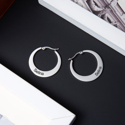 Customised Circle Name Earring Engraved Name Earrings for Her-Jessemade AU