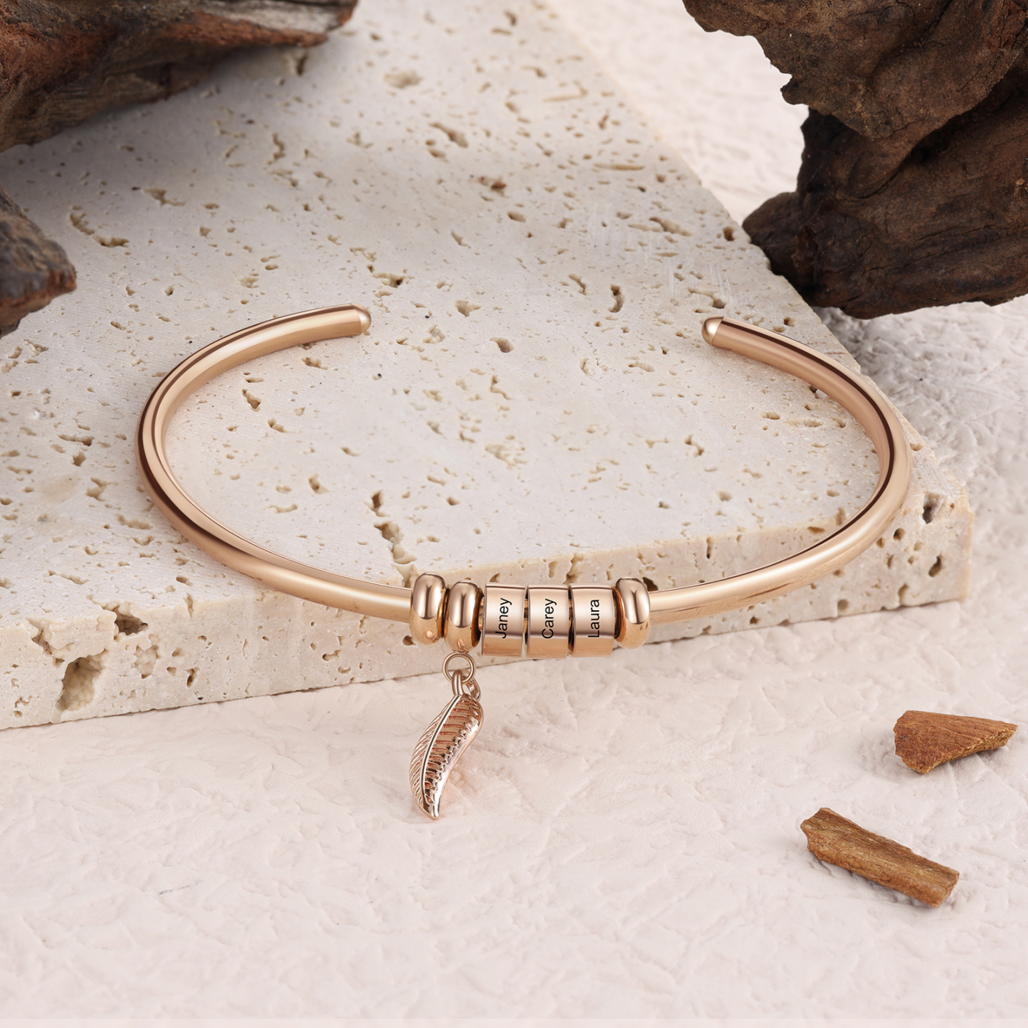 3 Beads Bracelet with a leaf-Jessemade AU