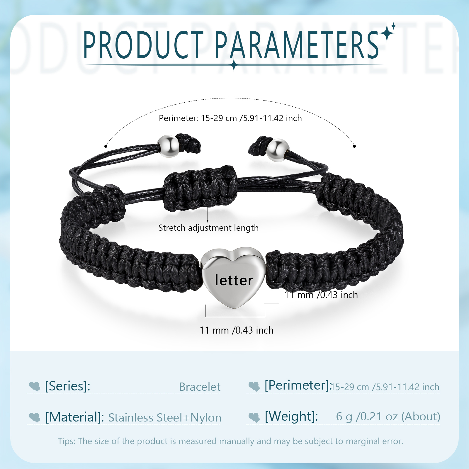 Black Braided Bracelet Customised Letter Bracelet Stainless Steel Adjustable Bracelet Personalised Gift for Her/him-Jessemade AU