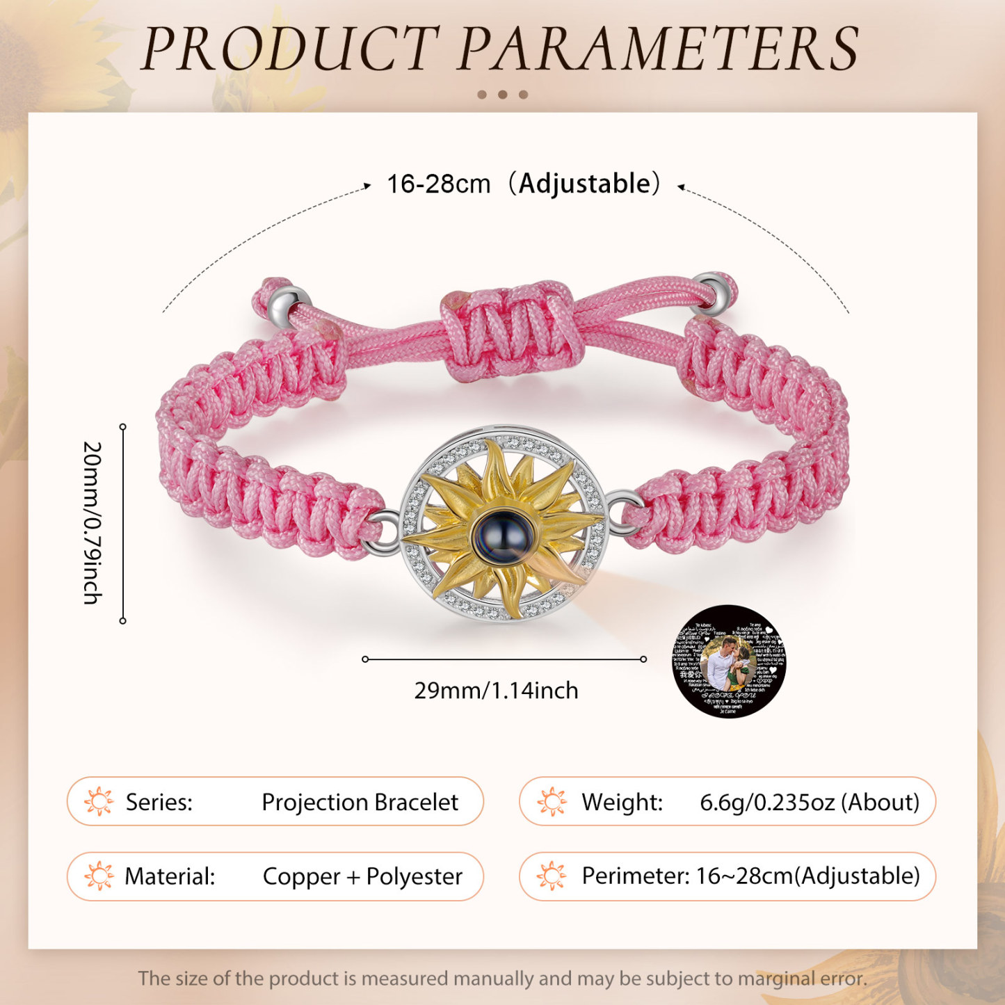 Personalised Projection Weave Bracelet Customised Colourful Photo & Copywriting Bracelet Adjustable Bracelet Personalised Gift for Couples-Jessemade AU