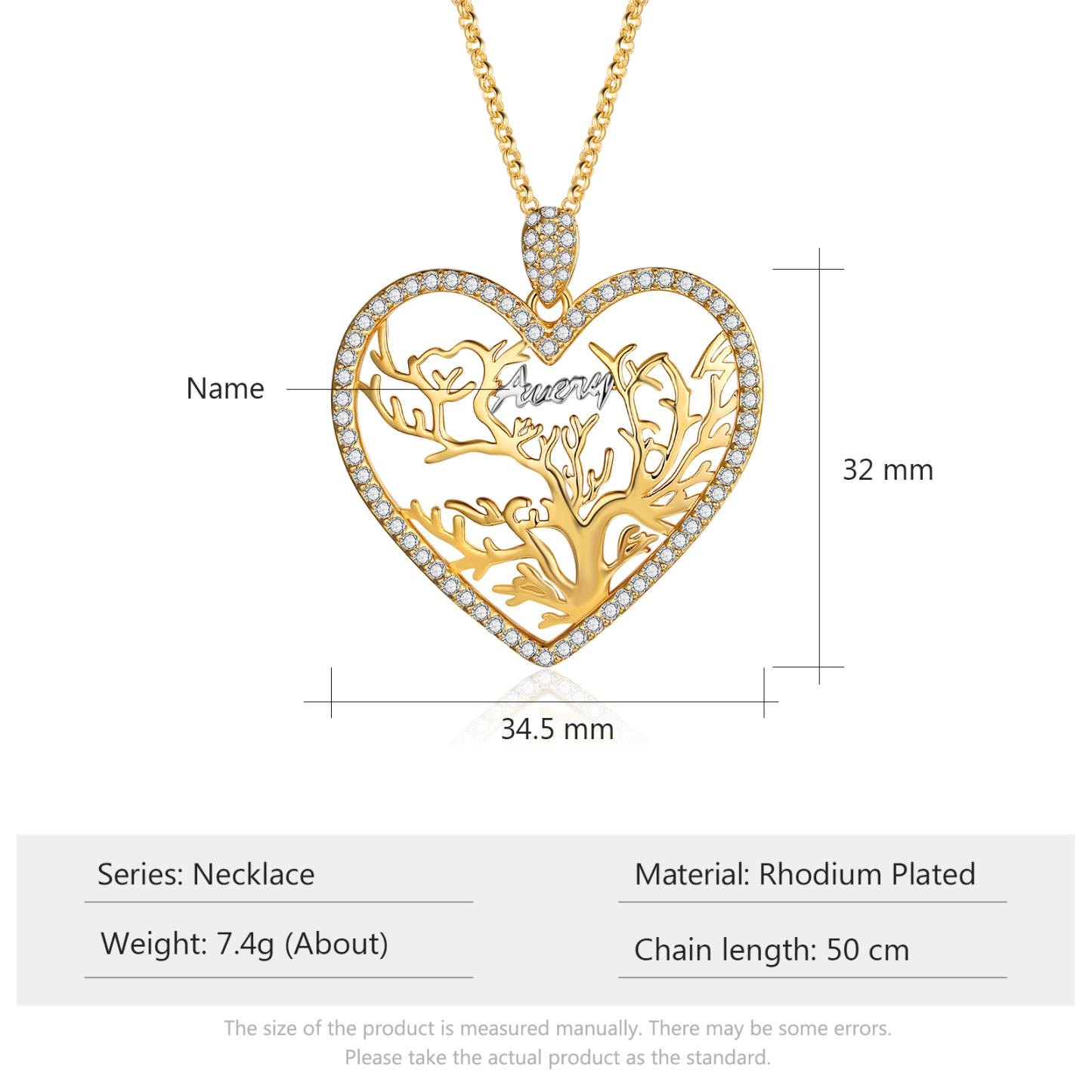 Personalised Family Tree Necklace Custom 1 Name Heart Necklace Gift For Mother-Jessemade AU