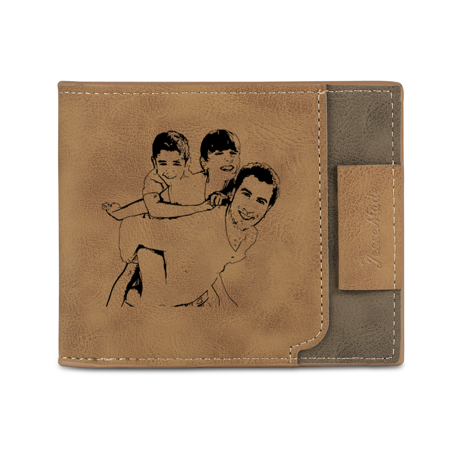 3 Names - Custom Photo & Text & Name Wallet Personalised Men's Leather Folding Wallet Gifts for Dad-Jessemade AU
