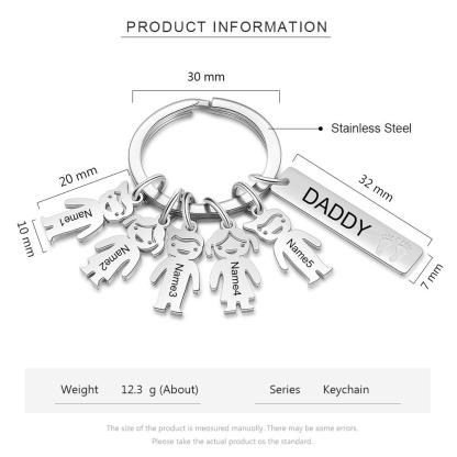 Personalised Kids Charm Keychain Engraved 5 Names Key Chain Gifts For Dad-Jessemade AU