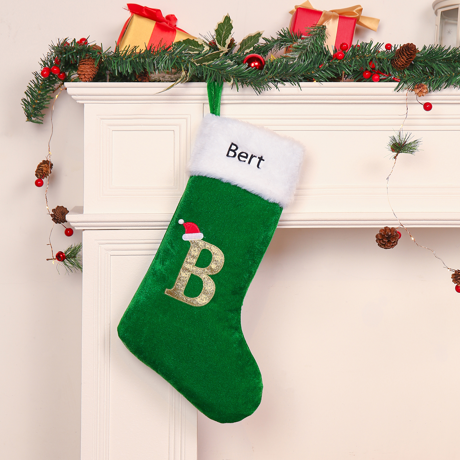 Christmas Letter Stockings Ornaments Custom 1 Name Fireplace Sock Decor Personalised Gifts for Family Friends-Jessemade AU