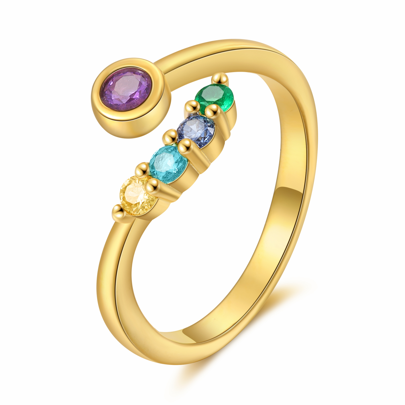 Personalised Women's Ring Custom 5 Birthstones Open Ring Birthday Gift for Ladies Girls-Jessemade AU