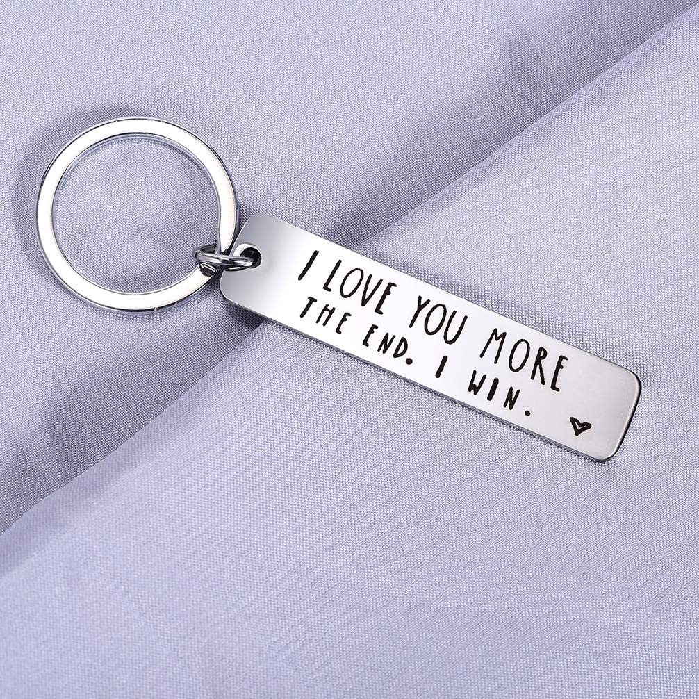 Funny Keychain for Couple "I Love You More The End I Win"-Jessemade AU