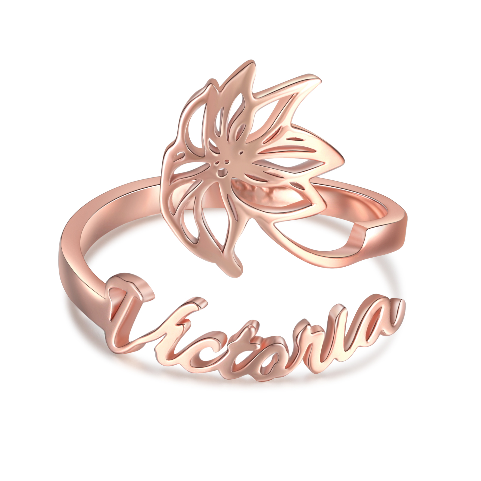 Personalised December Birth Flower Ring With Name Gifts For Her-Jessemade AU