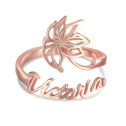 Personalised December Birth Flower Ring With Name Gifts For Her-Jessemade AU