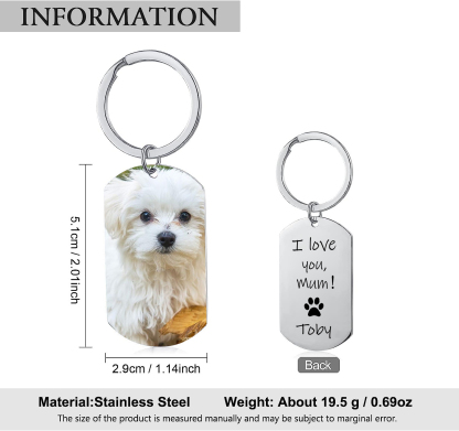 Personalised Mother Photo Keychain "I Love You Mum" Dog Tag Keyring-Jessemade AU