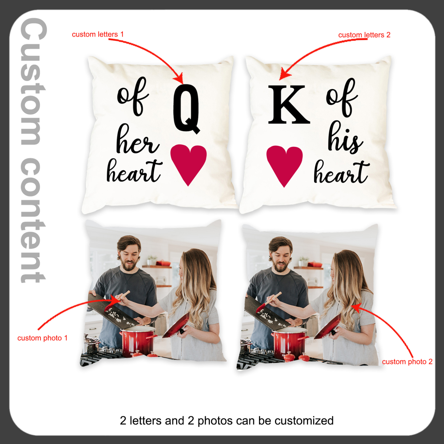 2 pcs Personalised Couple Pillow Case Engrave Photo Pillow Cover Sweet Gift For Her Him-Jessemade AU