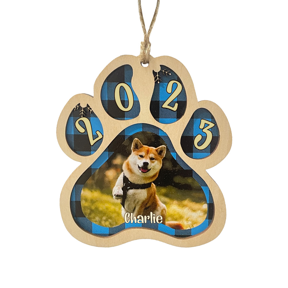 Personalised Christmas Dog Paw Ornament Custom Name & Photo & Year Christmas Gifts-Jessemade AU