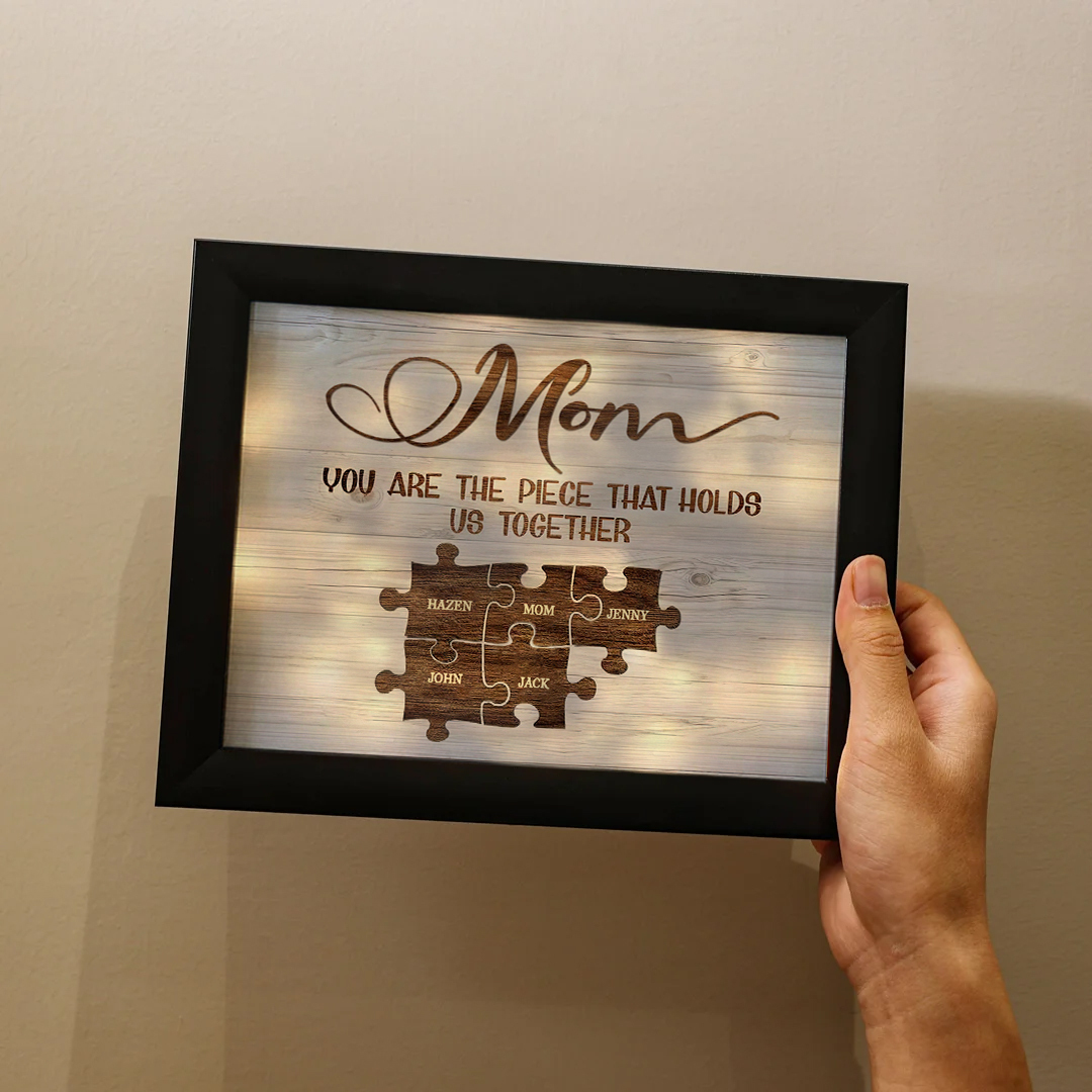 Personalised Puzzle Picture Frame With Light Custom 6 Names Home Decor - You are the piece that holds us together-Jessemade AU