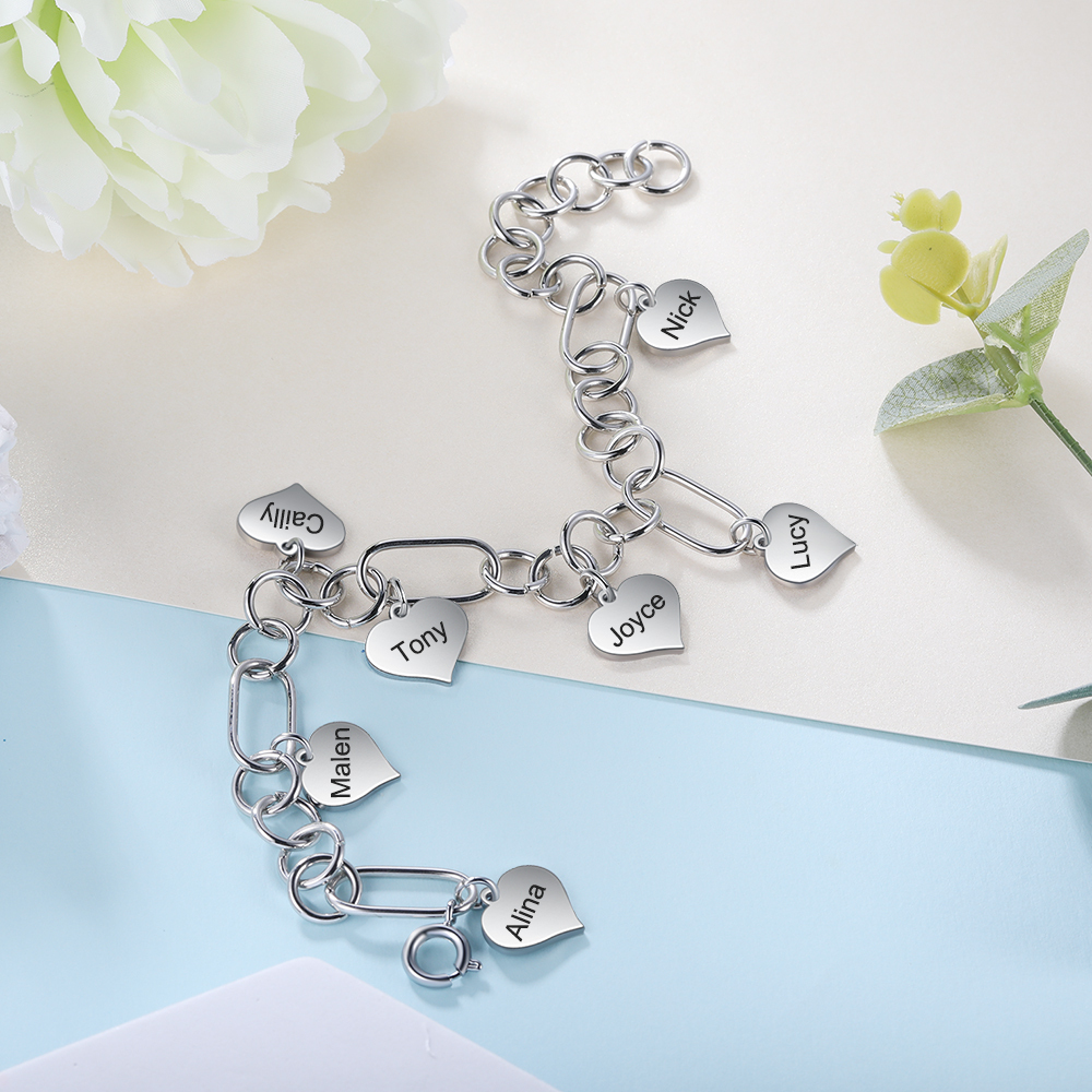 Heart Customised 2 names Bracelets-Jessemade AU