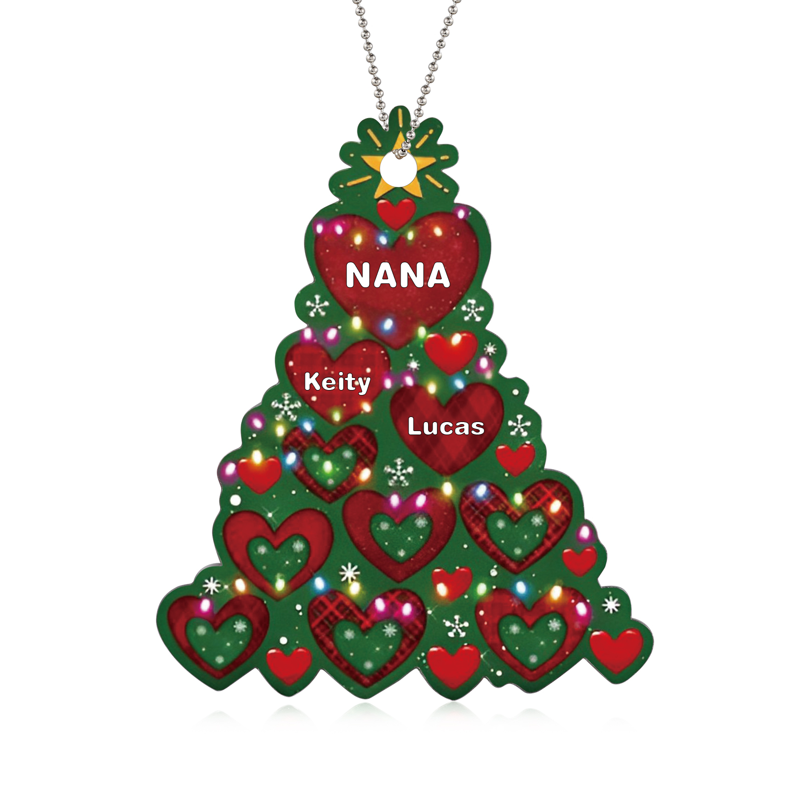 2 Names - Personalised Christmas Tree Ornament Customised Name & Text Acrylic Love Hanging Ornaments Gift for Family-Jessemade AU