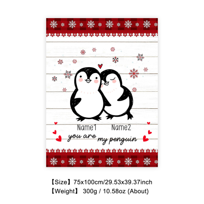 Personalised Couple Penguin Blanket Custom Name You Are My Penguin Blanket-Jessemade AU