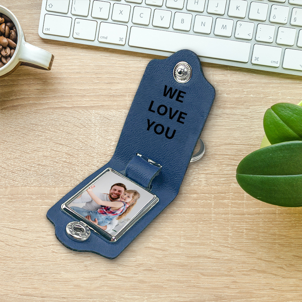 3 Names - Personalised Photo & Text & Name Leather Keychain Custom Fist Bump Keychain Gift for Dad/Grandpa-Jessemade AU