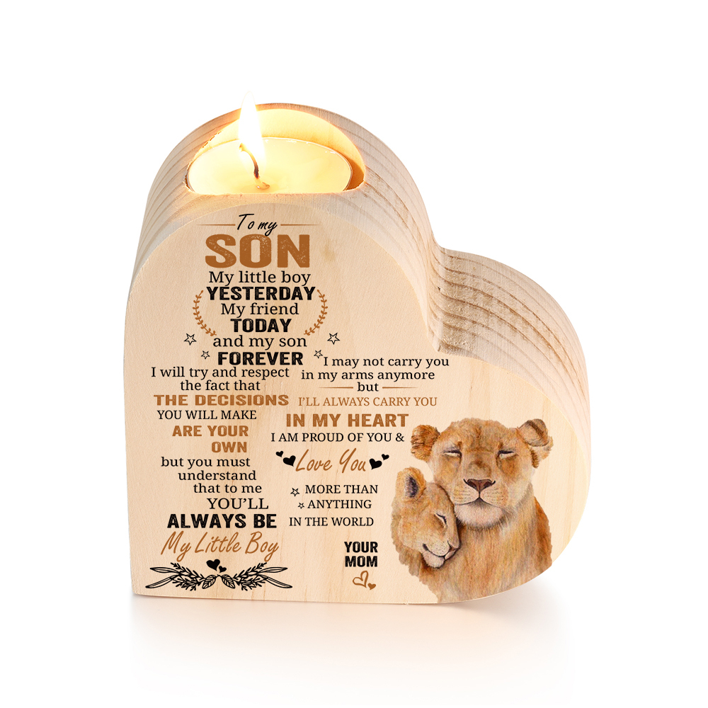 To My Son Wooden Heart Candle Holder "I am proud of you " Gifts For Son-Jessemade AU