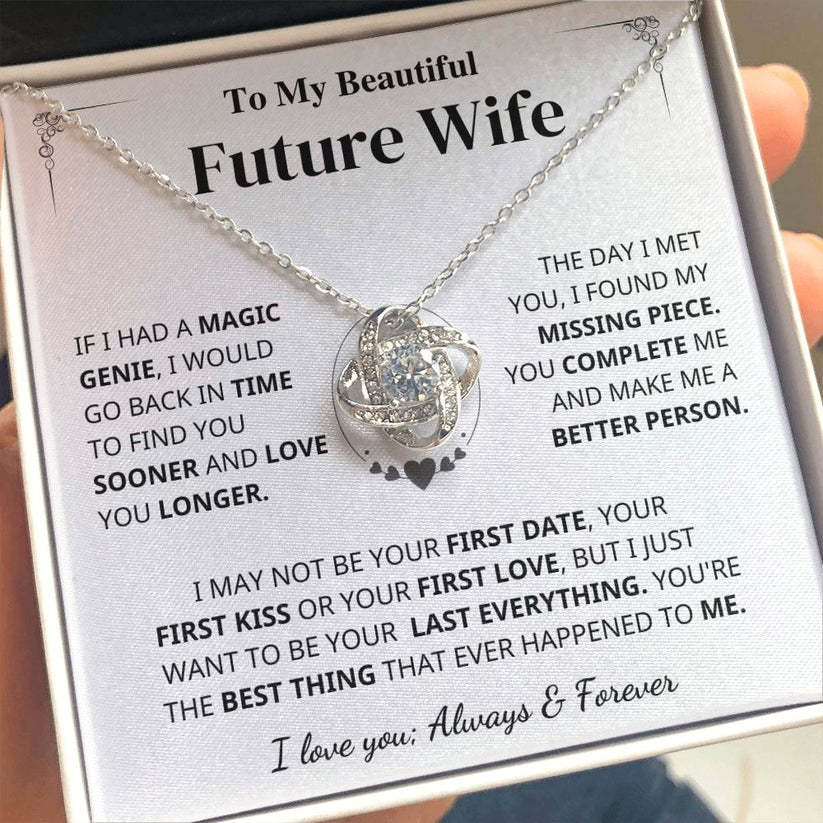 To My Beautiful Future Wife Necklace Love Knot Necklace Gift Set - I Love You Always & Forever-Jessemade AU