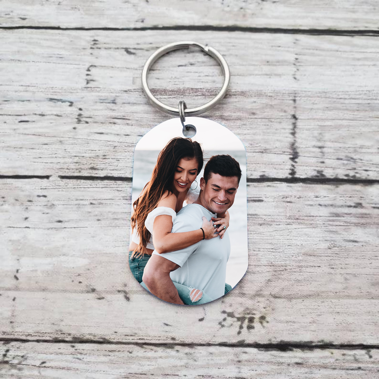 Couple Photo Keychain Custom 2 Names & Date Keyring Gift for Him/Her - The Most Beautiful Thing That Happened To Me Is You-Jessemade AU