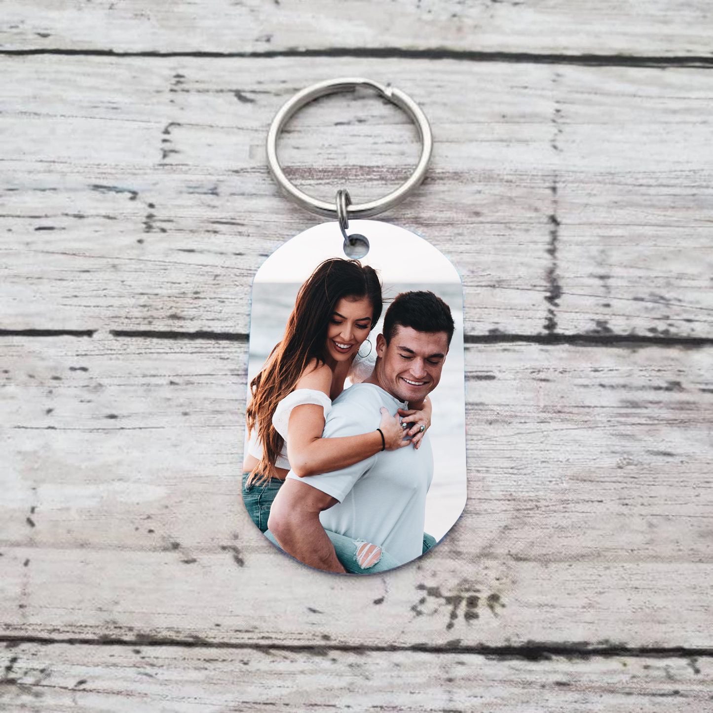 Couple Photo Keychain Custom 2 Names & Date Keyring Gift for Him/Her - The Most Beautiful Thing That Happened To Me Is You-Jessemade AU