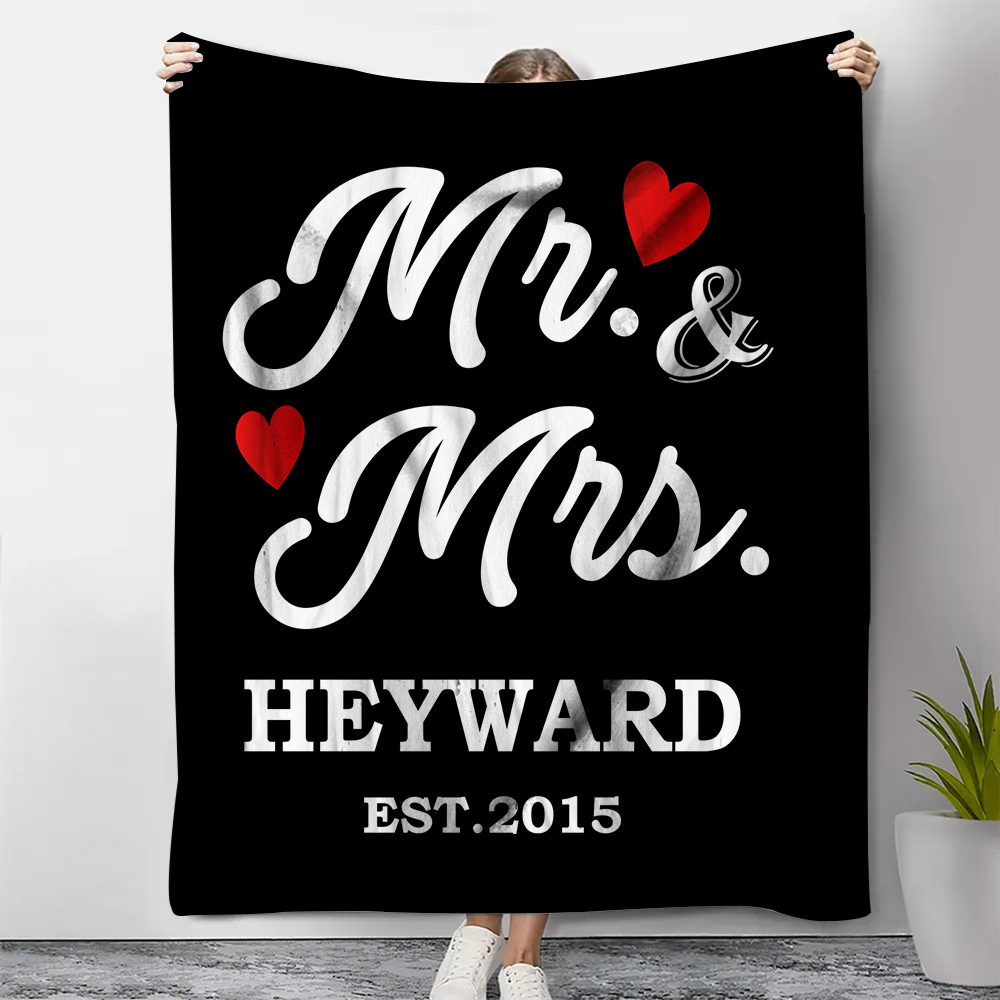 Personalised Couple Blanket Customised Text & Date Blanket Valentine's Day Gift for Him/Her-Jessemade AU