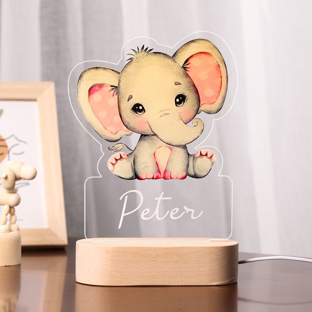 Custom Name Animal Elephant Night Light LED Lamp Gifts For Kids-Jessemade AU