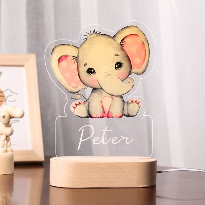 Custom Name Animal Elephant Night Light LED Lamp Gifts For Kids-Jessemade AU