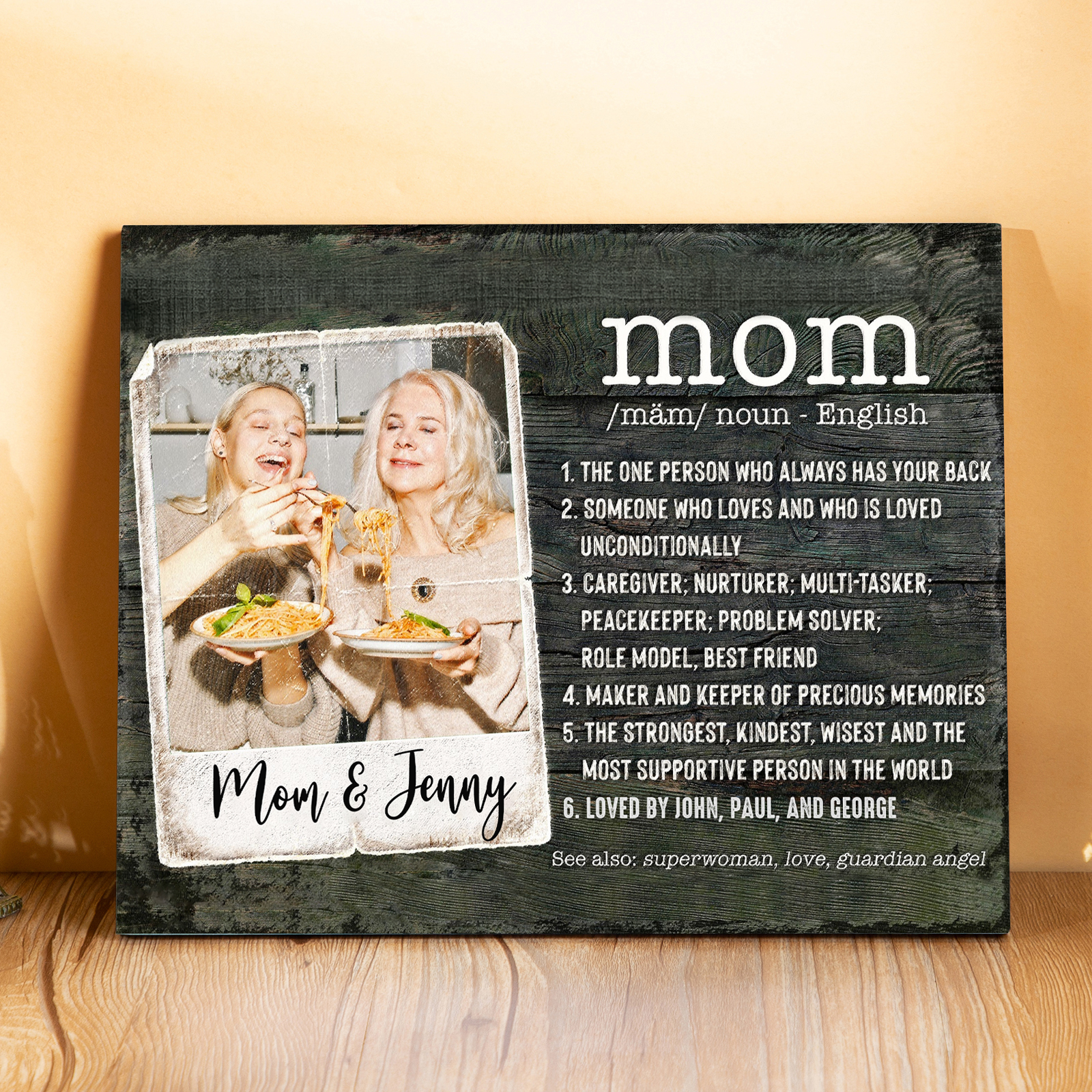 Mom Dictionary Custom Photo Picture Board Keepsake Wood Signs Photo Frame-Jessemade AU