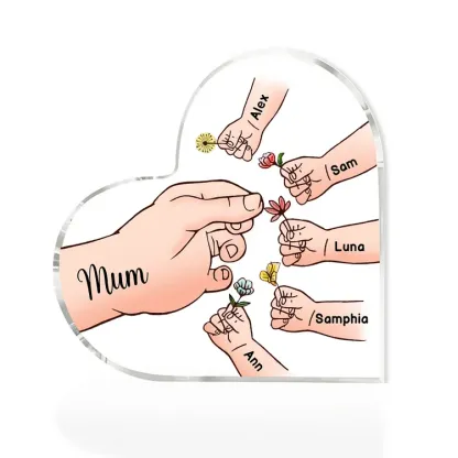 6 Names - Personalised Acrylic Heart Keepsake Handing Flowers to Mother Ornaments Gifts for Grandma/Mother-Jessemade AU