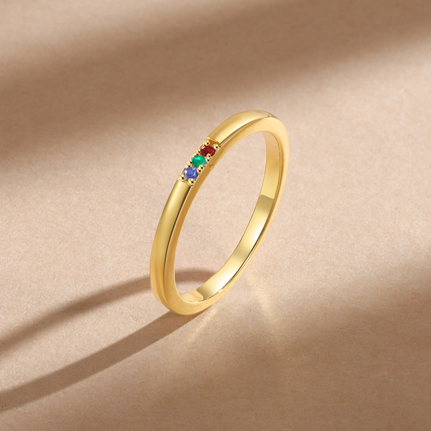 Personalised Women's Ring Custom 3 Birthstones Ring Birthday Gift for Her-Jessemade AU