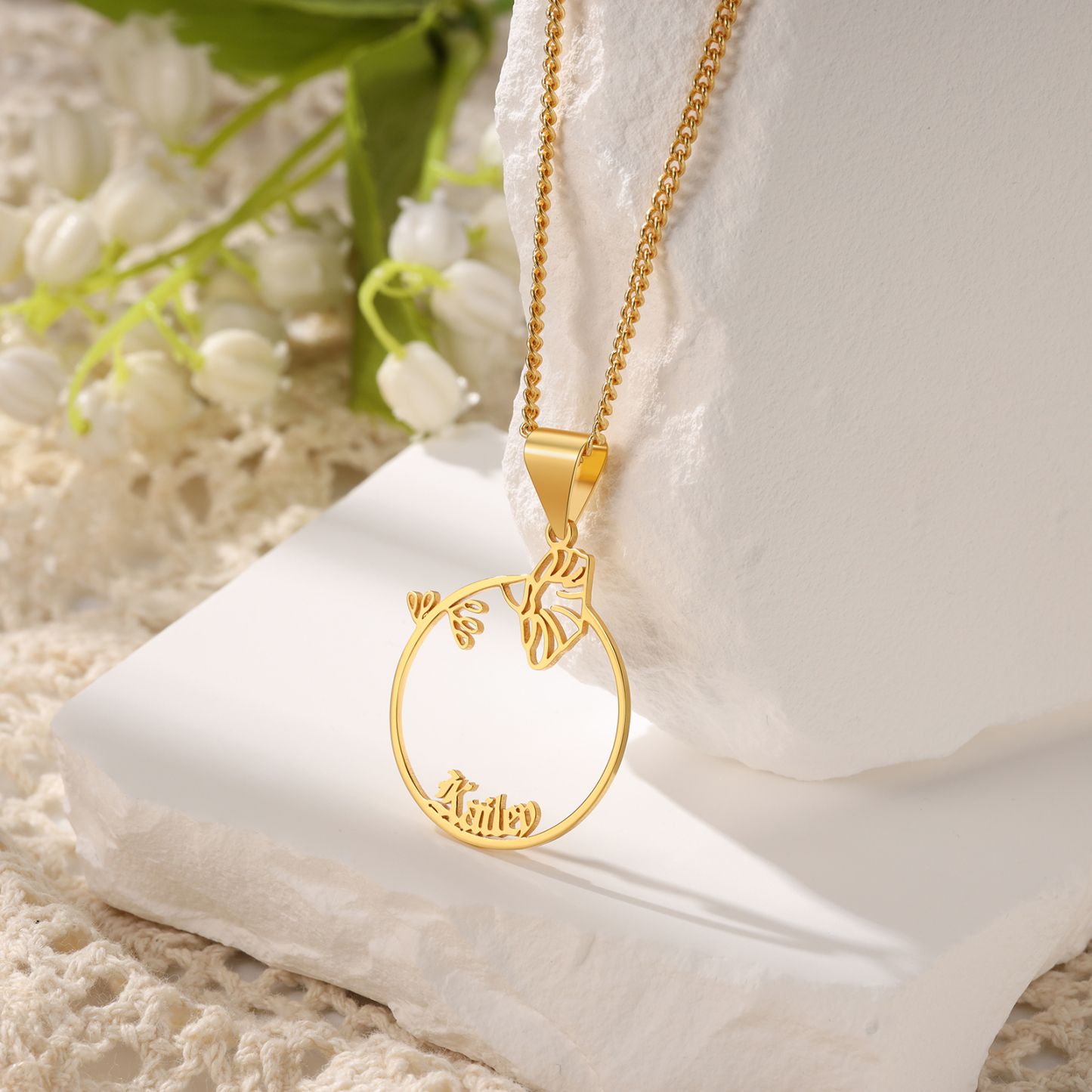 Personalised Birthflower Name Necklace Classic Jewelry Gift For Her-Jessemade AU