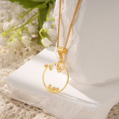 Personalised Birthflower Name Necklace Classic Jewelry Gift For Her-Jessemade AU