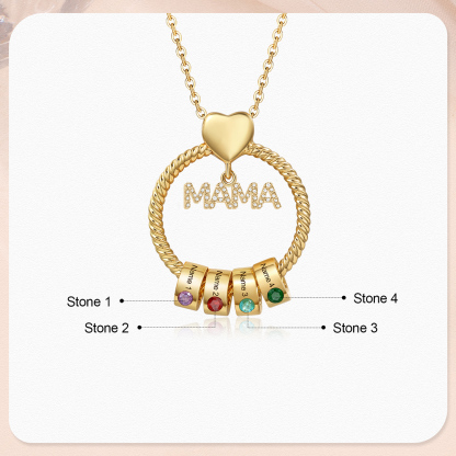 4 Names - Personalised Mama Circle Pendant Necklace Custom Names & Birthstones Necklace Mother's Day Gifts-Jessemade AU