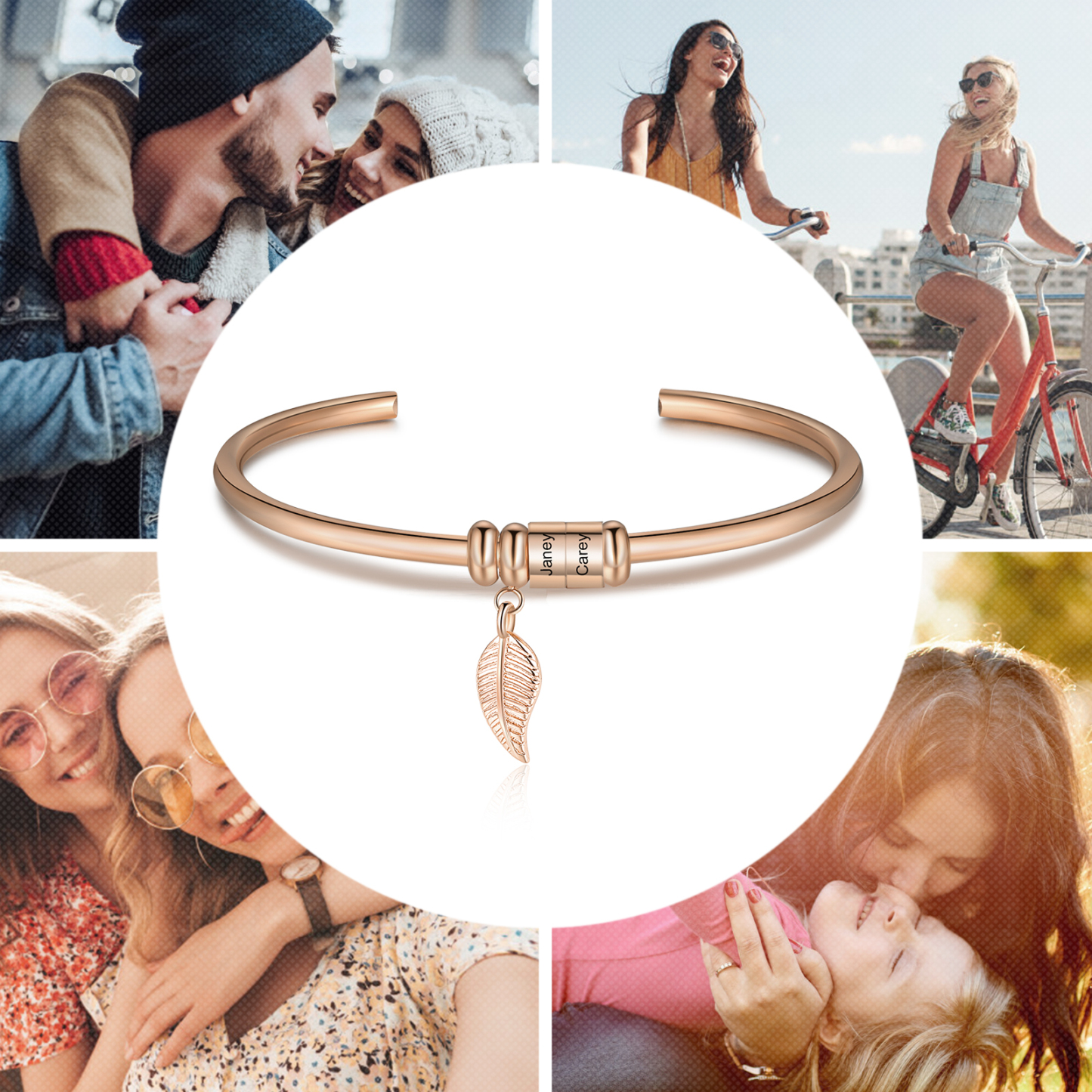 2 Beads Bracelet with a leaf-Jessemade AU