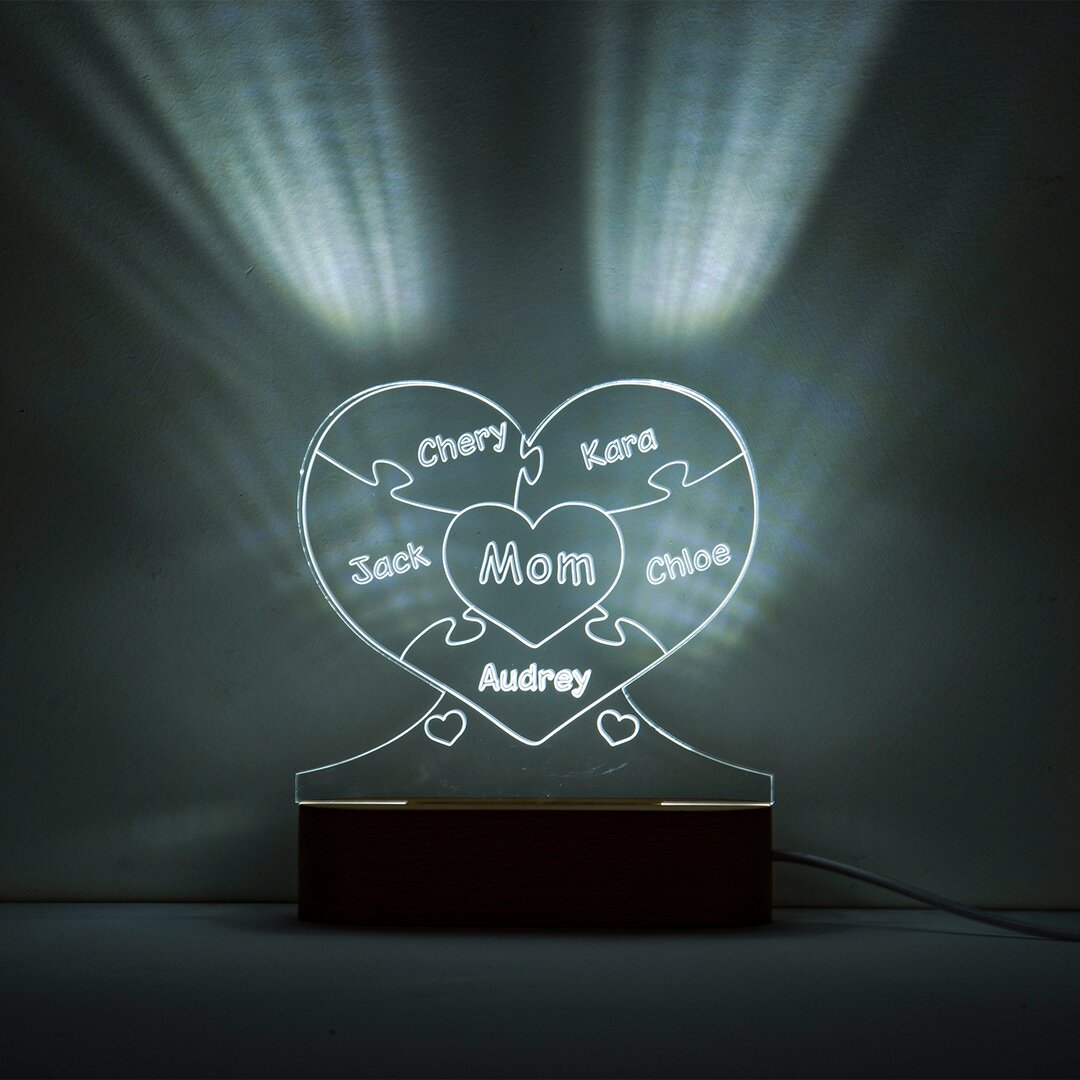 Custom Puzzle Night Light Engraved 5 Names Home Decoration Family Gifts-Jessemade AU