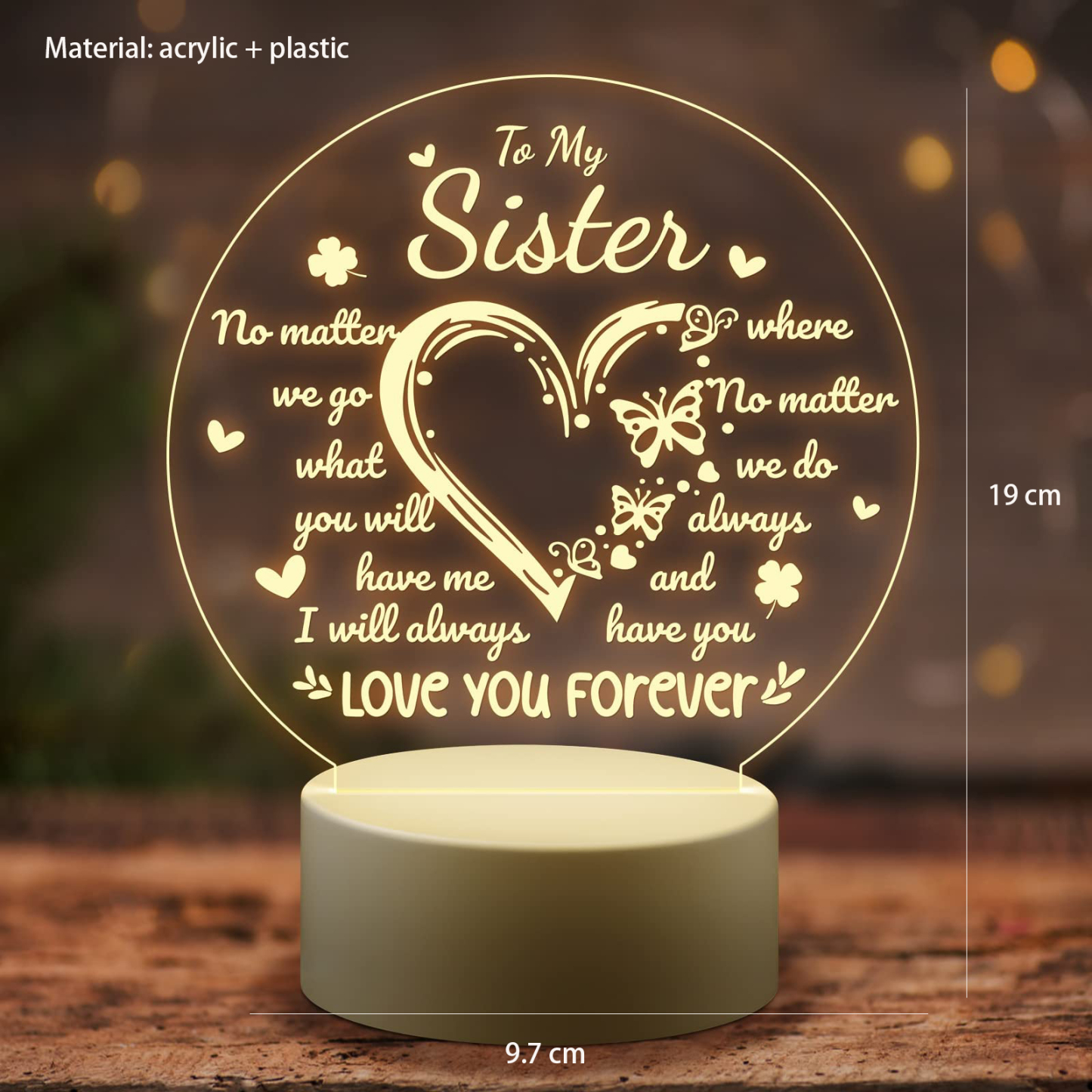 To My Sister - Love You Forever Night Light LED Lamp Bedroom Decoration For Sister-Jessemade AU