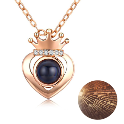 Personalised 100 Languages Projection Necklace Engraved  " I LOVE YOU"  Gifts For Her-Jessemade AU