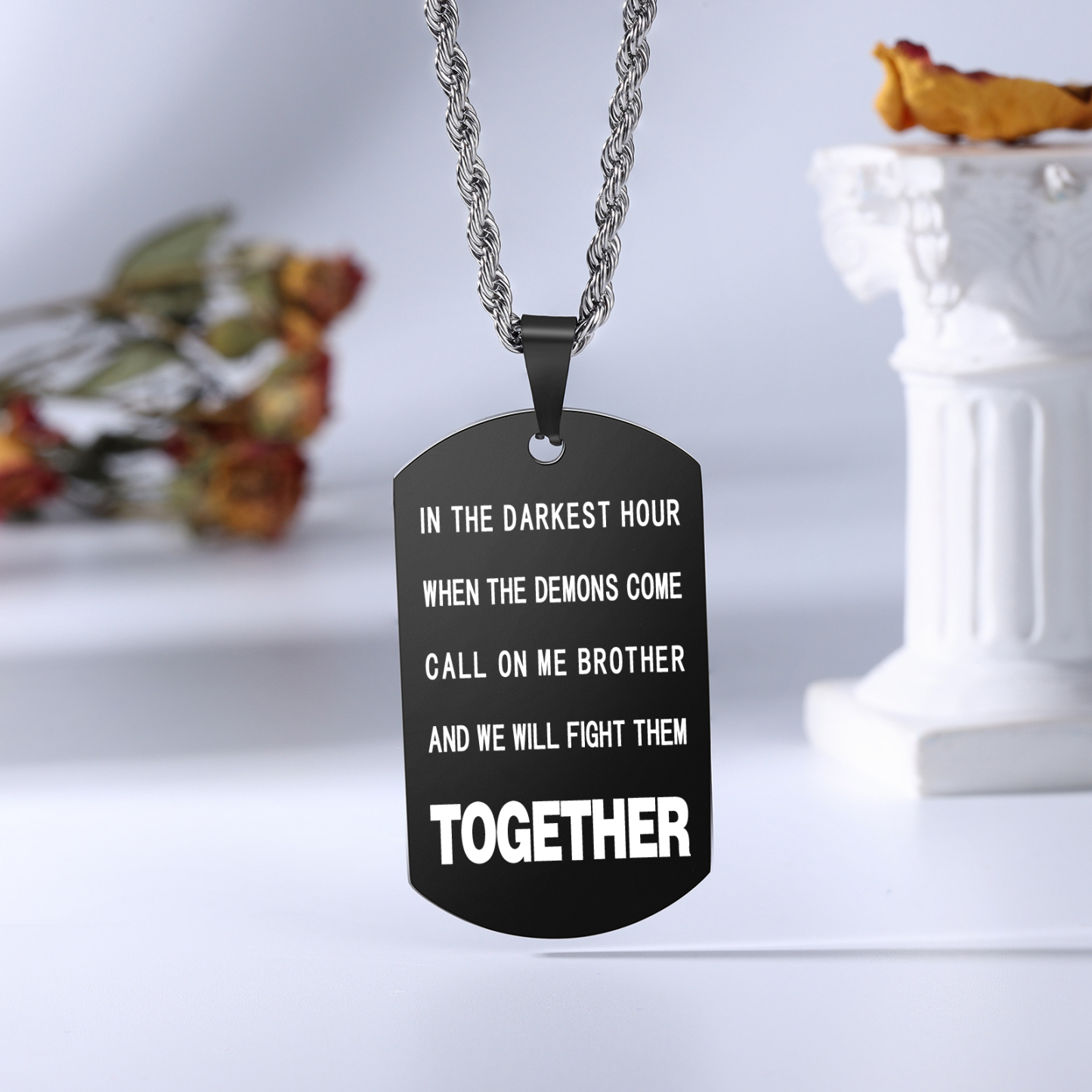 Brother Forever Dog Tag Necklace Personalised Black Double-sided Necklace Customised 2 Names Soldier Necklace Gift to Brother-Jessemade AU
