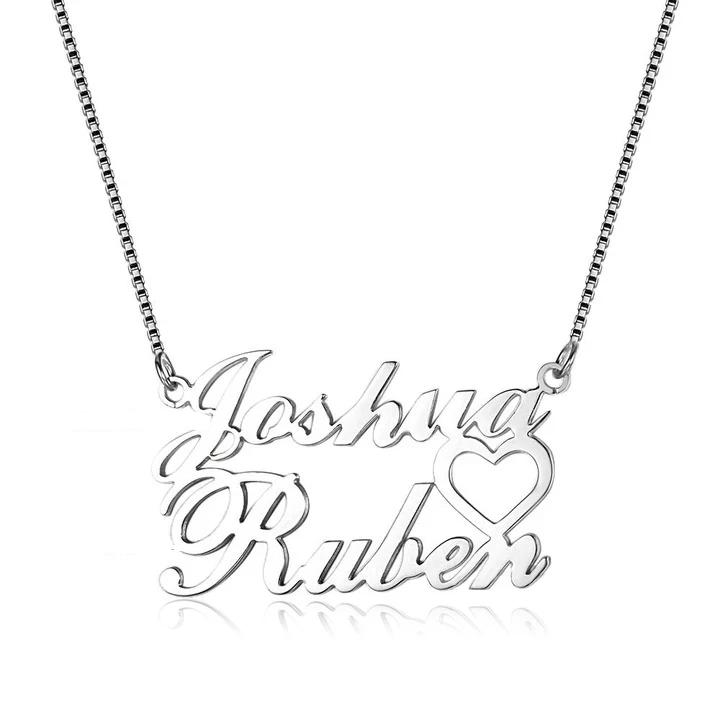 Personalised Heart Necklace Custom 2 Names Necklace Gift For Women-Jessemade AU