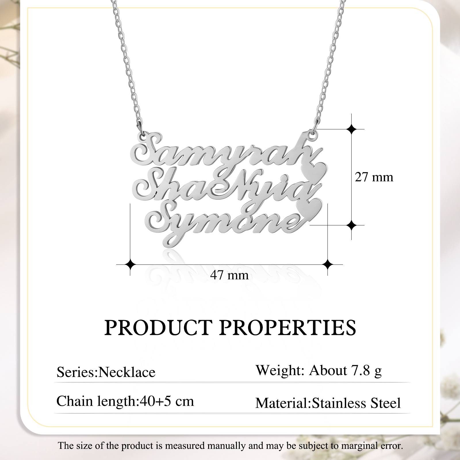 Personalised 3 Names Necklace Classic Jewelry Gift For Her-Jessemade AU