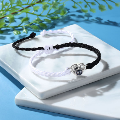 Personalised Heart Projection Bracelet Customised Photo Bracelet Adjustable Bracelet Gift for Couples/Family/Friends-Jessemade AU
