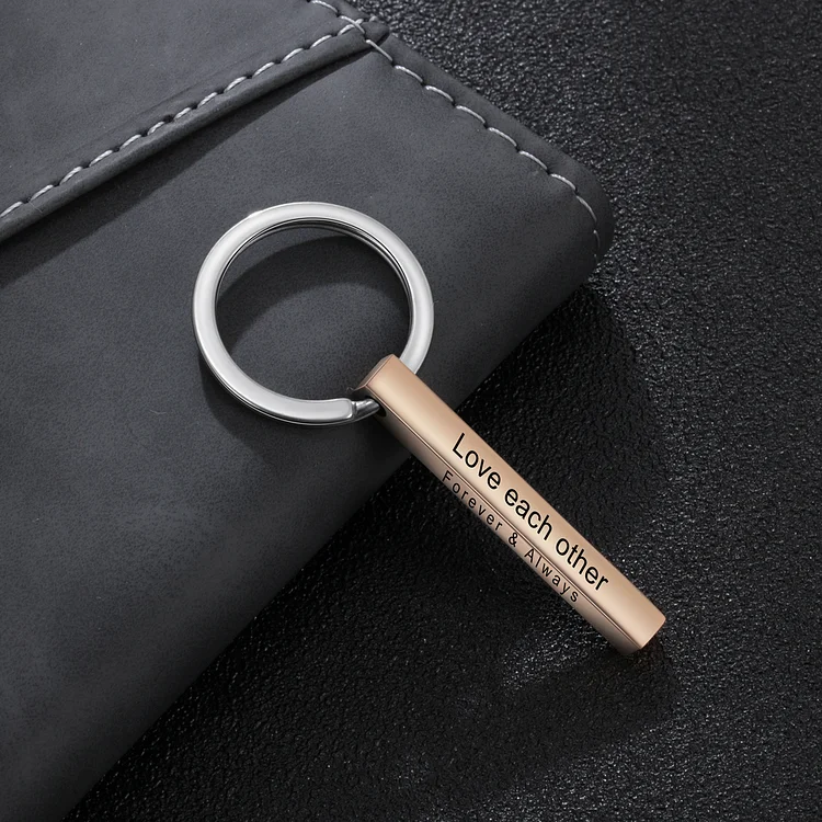 Personalised Stainless Steel Keychain Customised 4 Texts Keyring Gift for Him/Her-Jessemade AU