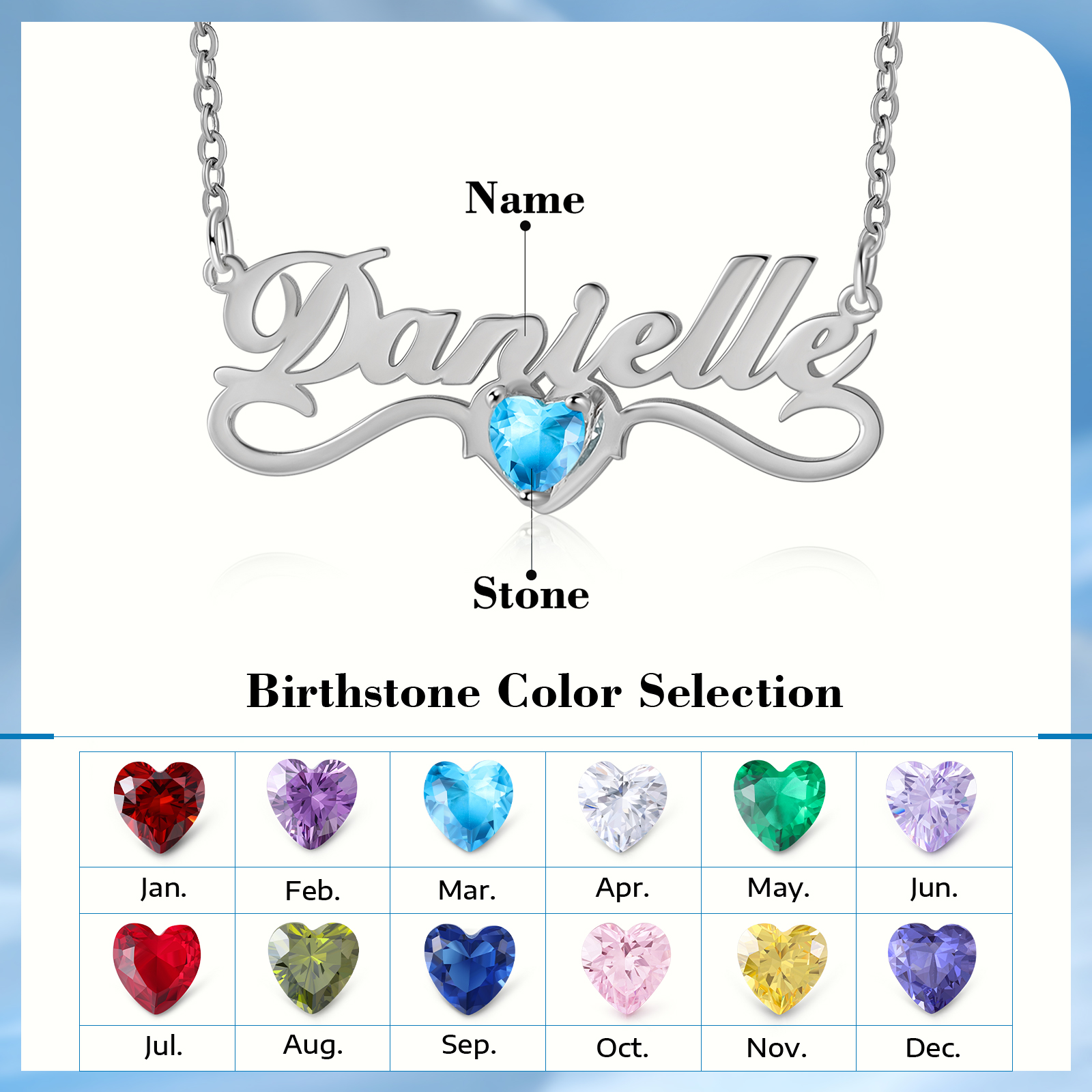 Personalised Women's Necklace Customised Name & Birthstone Necklace Birthday Gift for Her-Jessemade AU