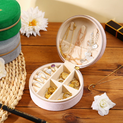 Personalised Name Jewelry Storage Box Custom Travel Jewelry Box Circle Box Gifts for Ladies Girls-Jessemade AU